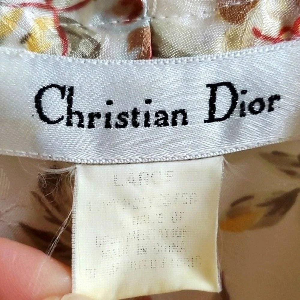 Vintage Christian Dior Long Night Gown Satin Robe Grandma Style Floral Size L - Picture 8 of 12